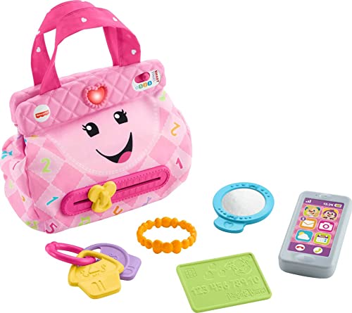 Fisher-Price Laugh & Learn Baby & Toddler Toy My Smart Purse Pretend Dress Up Set with Lights & Learning Songs for Ages 6+ Months