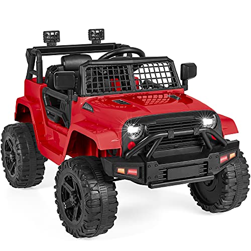 Best Choice Products 12V Kids Ride On Truck Car w_Parent Remote Control, Spring Suspension, LED Lights, AUX Port - Red