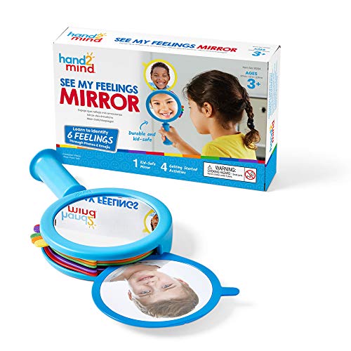 hand2mind See My Feelings Mirror, Social Emotional Learning Activities, Play Therapy Toys, Autism Learning Materials, Kids Anxiety Relief, Anger Management Toys, Calm Down Corner Supplies (Set of 1)