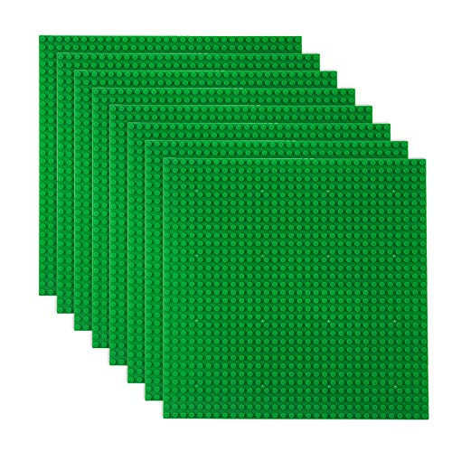 LVHERO Classic Baseplates Building Plates for Building Bricks 100zz Compatible with All Major Brands-Baseplate, 10in x 10in, Pack of 8 (Green)