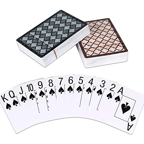 Teskyer 2 Pack Plastic Playing Cards, Large Print Jumbo Index, 100zz Waterproof Poker Cards, 2 Decks of Cards, Black + Orange