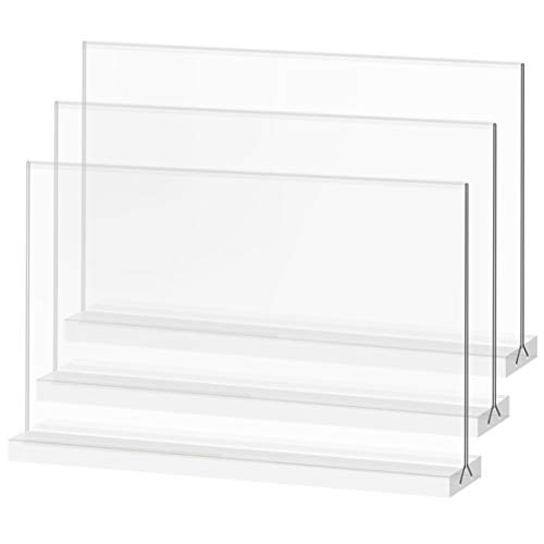 newnewshow Acrylic Sign Holder 8.5x5.5 Inch 3 Pack Horizontal T Shape Double-Sided Desktop Display Holder. (Optional 8.5x11 8.5x5.5 5x7 Horizontal and Vertical)…