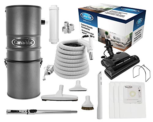 CanaVac CV700DP Ethos Series Central Vacuum Cleaner - Reliable Flow-Thru Motor 700 Air Watts - Hybrid Filtration | with The LS Power Essentials Electric Accessory Package