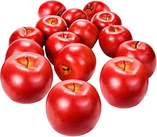 MotBach Artificial Apples, 12Pcs Artificial Fruits, Faux Apples Foam Plastic Apple, Decorative Fruits, Fake Fruits, Red Apples Lifelike Simulation for Home House Kitchen Party Photography Decoration