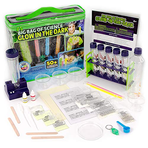 Big Bag of Glow in The Dark Science, for Kids 8-12 - Lab in A Bag of to Make Glowing Slime & 50+ Illuminating Experiments - STEM Science Chemistry Experiment Set - Gifting Idea for Boys & Girls