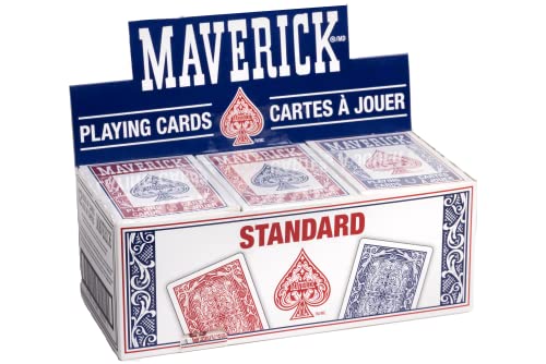 Maverick Playing Cards, Standard Index, Red and Blue, 12 Count (Pack of 1)