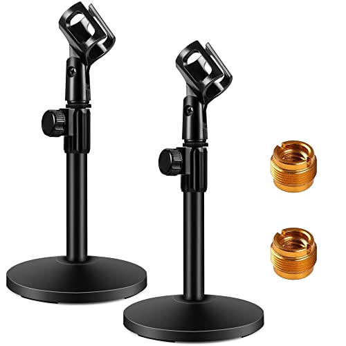 InnoGear Desktop Microphone Stand, Upgraded Adjustable Table Mic Stand with Mic Clip and 5_8" Male to 3_8" Female Screw for Blue Yeti Snowball Spark & Other Microphone, Pack of 2