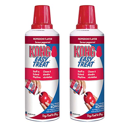 KONG Easy Treat Pepperoni - Spreadable Dog Treat Paste for Lick Mats - Pet Treat Spray for Dog Enrichment - Dog Treat Paste for Slow Feeder - Liquid Treat for Dogs - 8 oz, Pepperoni (2 Pack)