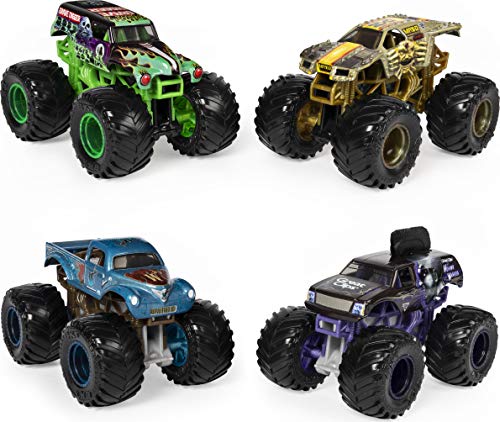 Monster Jam, Official Reveal The Steel 4-Pack of Color-Changing Die-Cast Monster Trucks, 1:64 Scale