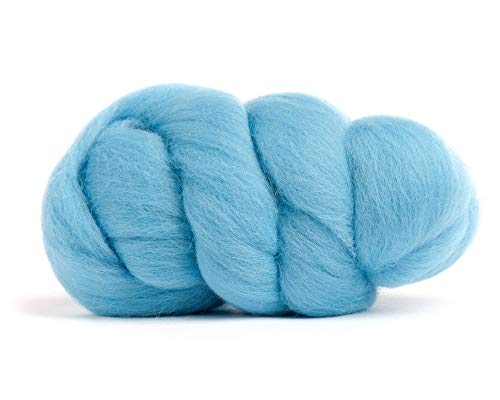 Merino Wool Roving, Premium Combed Top, Color Aqua Blue, 21.5 Micron, Perfect for Felting Projects, 100zz Pure Wool, Made in The UK