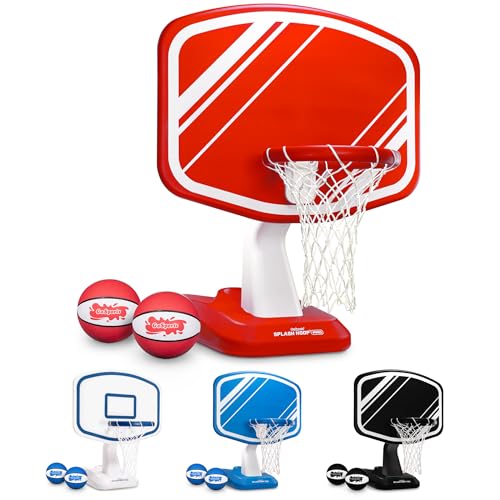 GoSports Splash Hoop Swimming Pool Basketball Game, Includes Poolside Water Basketball Hoop, 2 Balls and Pump – Choose Your Style