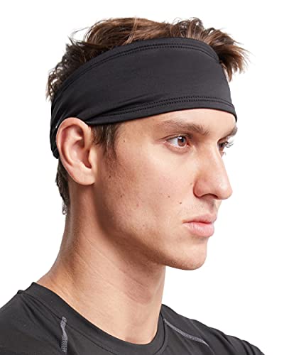 Mens Headband - Sweat Head Bands for Football, Gym, Exercise, Workout, Running, Cycling, Tennis & Baseball - Moisture Wicking Sports Athletic Stretch Performance Sweatband & Hairband