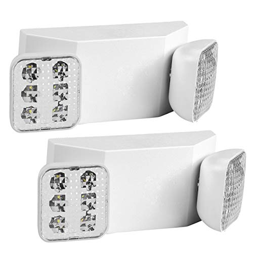 LABORATE LIGHTING Emergency Lights LED with Backup Battery, with Adjustable Heads, Commercial or Industrial Use, Pack of 2, Rechargeable Light Bulb, Indoor Hallway or Room Safety for Residential,