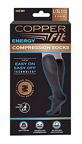 Copper Fit Unisex Compression Sock, Choose Size and Pairs (2, Large_X-Large), Black