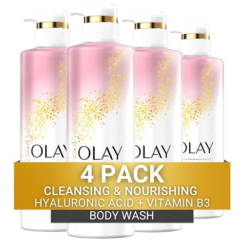 Olay Cleansing & Nourishing Body Wash for Women with Hyaluronic Acid & Vitamin B3, 20 fl oz (Pack of 4)