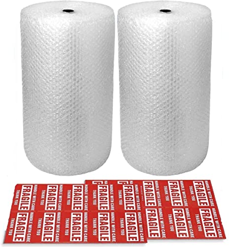 2-Pack Bubble Cushioning Nylon Wrap Rolls, 3_16" x 12" x 72