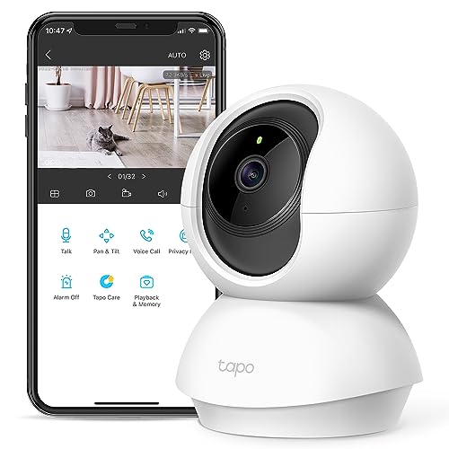 TP-Link Tapo Pan_Tilt Security Camera for Baby Monitor, Pet Camera w_ Motion Detection, 1080P, 2-Way Audio, Night Vision, Cloud & SD Card Storage, Works with Alexa & Google Home (Tapo C200)