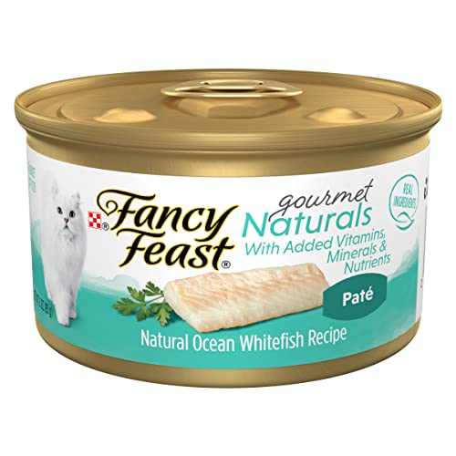 Purina Fancy Feast Grain Free Wet Cat Food Pate Gourmet Naturals Ocean Whitefish Recipe - (Pack of 12) 3 oz. Cans