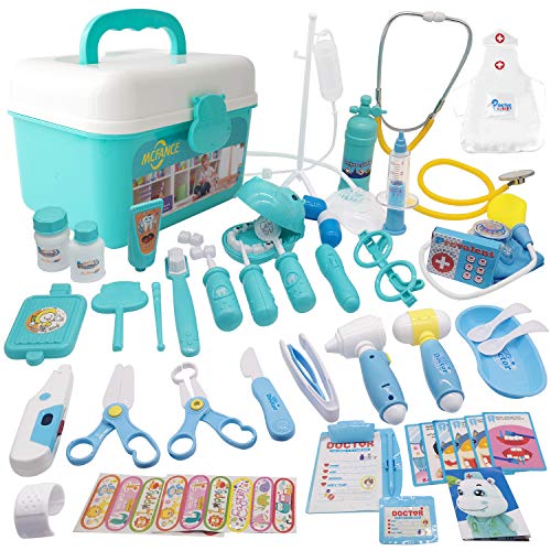 MCFANCE Toy Doctor Kits 48Pcs Pretend Play Doctor Kit Toys Stethoscope Medical Kit Imagination Play for Kids 3 Years