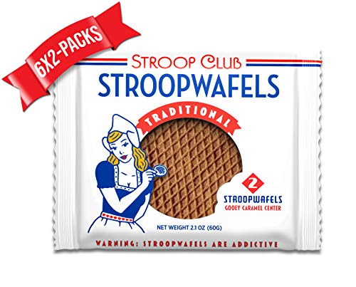 Stroop Club Authentic and Traditional Stroopwafel with Dutch Caramel (12 Wafels)