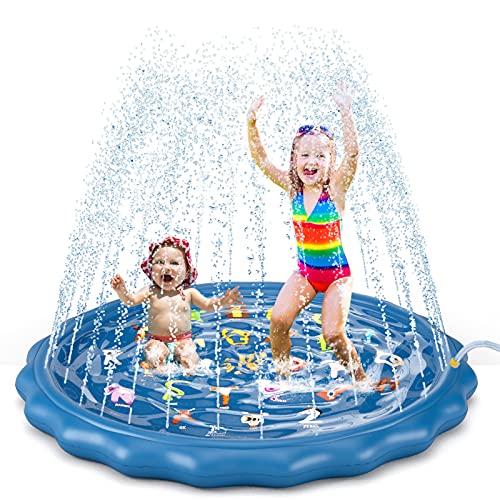 Jasonwell Splash Pad Sprinkler for Kids 60" Splash Play Mat Outdoor Water Toys Inflatable Splash Pad Baby Toddler Pool Boys Girls Children Outside Backyard Dog Sprinkler Pool for Age 1 2 3 4 5 6 7 8 9