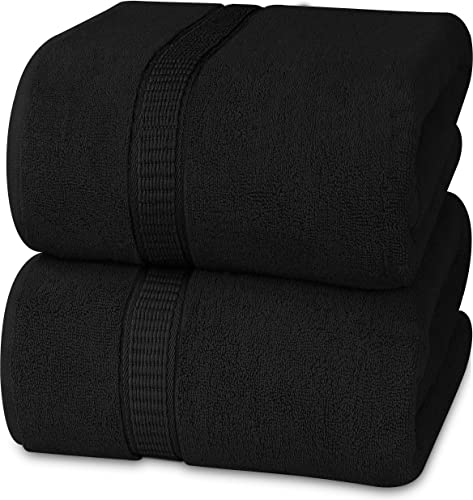 Utopia Towels - Luxurious Jumbo Bath Sheet 2 Piece - 600 GSM 100zz Ring Spun Cotton Highly Absorbent and Quick Dry Extra Large Bath Towel - Super Soft Hotel Quality Towel (35 x 70 Inches, Black)