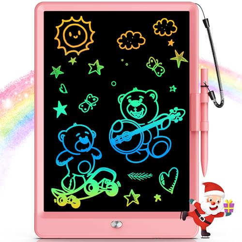 Bravokids 10 Inch LCD Writing Tablet for 3-8 Year Olds - Electronic Drawing Pad and Doodle Board as Educational Birthday Gifts for Girls and Boys (Pink)