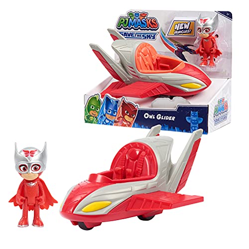 PJ Masks Save the Sky Owl Glider, 3-inch Owlette Figure and Owl Glider, Pretend Play, Kids Toys for Ages 3 Up by Just Play