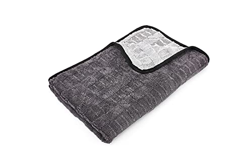 The Rag Company - The Gauntlet Drying Towel - 70_30 Blend Korean Microfiber, Designed to Dry Vehicles Faster Without Scratching Paint or Glass, 900gsm, 20inx30in, Ice Grey_Grey, Pack of 1