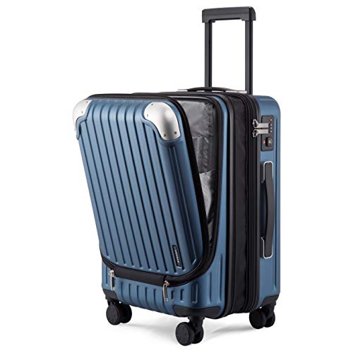 LEVEL8 Grace EXT Carry On Luggage Airline Approved, 20” Expandable Hardside Carry On Suitcase With Wheels, ABS+PC Harshell Spinner Small Luggage with TSA Lock - Blue, 20-Inch Carry-On