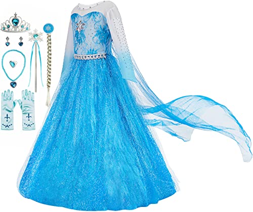 Funna Costume for Girls Princess Dress Up Costume Cosplay Fancy Party with Accessories Blue, 2T