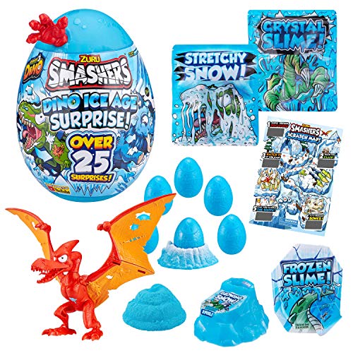 Smashers Dino Ice Age Pterodactyl Series 3 by ZURU Surprise Egg with Over 20 Surprises! - Slime, Dinosaur Toy, Collectibles, Toys for Boys and Kids (Pterodactyl)