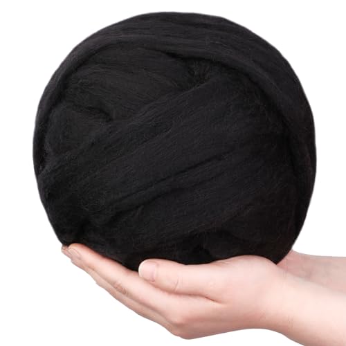 Wool Roving Bulk - 8.82oz Super Wool Chunky Yarn, Wool Roving Top for Needle Felting, Soft Felting Wool Supplies for Hand Spinning, Felting, Blending, Weaving and DIY Craft