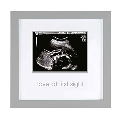 Pearhead Love at First Sight Sonogram Picture Frame, Pregnancy Keepsake Photo Frame, Gender-Neutral Nursery Décor, Expecting Mother Accessory, Gray