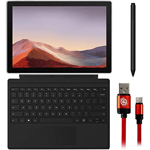 Microsoft VDX-00001 Surface Pro 7 12.3 inch Touch Intel i7-1065G7 16GB_1TB Platinum Bundle Signature Type Cover Keyboard, Surface Pen Black and 3FT Type-C Charge & Sync USB Cable