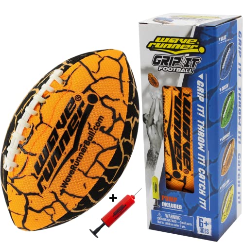 Wave Runner Grip It Waterproof Football, Size 9.25 - Water Football, Beach Football, Kids Games, Beach Ball, Toys & Games - Special Grip Pattern, Double Laced, Light Weight, All Weather Football