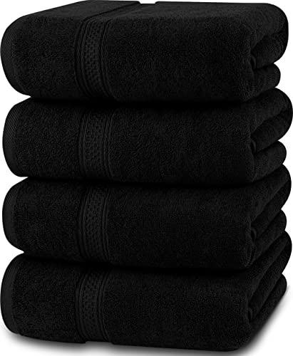 Utopia Towels 4 Pack Premium Bath Towels Set, (27 x 54 Inches) 100zz Ring Spun Cotton 600GSM, Lightweight and Highly Absorbent Quick Drying Towels, Perfect for Daily Use (Black)