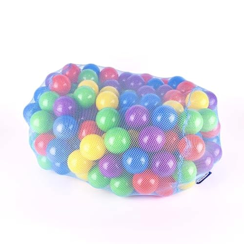 200 Count Plastic Balls for Ball Pit, Phthalate and BPA Free, Crush Proof Play Balls for Ball Pit, Pit Balls in Assorted Colors in Reusable and Durable Mesh Storage Bag with Zipper