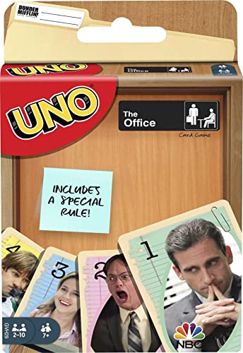 Mattel Games ​UNO The Office Card Game for Teens & Adults for Family or Game Night with Special Rule for 2-10 Players