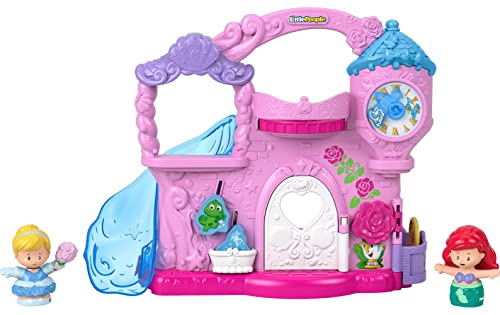 Fisher-Price Little People Toddler Toy Disney Princess Play & Go Castle Portable Playset with Ariel & Cinderella for Ages 18+ Months