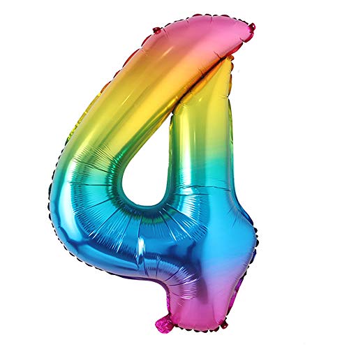 40inch Big rainbow Foil Birthday Balloon Helium Number Balloons Happy Birthday Party Decorations Kids Figures Wedding Air ball (40 inch Color 4)