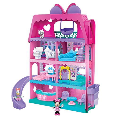 Disney Junior Minnie Mouse Bow-Tel Hotel, 20-piece 2-Sided Playset, Figures, Lights, Sounds, Officially Licensed Kids Toys for Ages 3 Up by Just Play