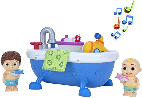 CoComelon Musical Bathtime Playset - Plays Clips of The ‘Bath Song’ - Features 2 Color Change Figures (JJ & Tomtom), 2 Toy Bath Squirters, Cleaning Cloth – Toys for Kids, Toddlers, and Preschoolers