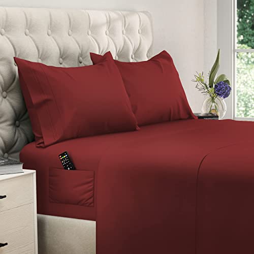 DREAMCARE Queen Size Sheets - Cooling Bed Sheets - 4pcs Set - Queen Sheet Set - Sheets Queen Size Bed - Queen Size Sheet Sets Soft & Long Lasting 100zz Fine Brushed Polyester with Side Pocket -