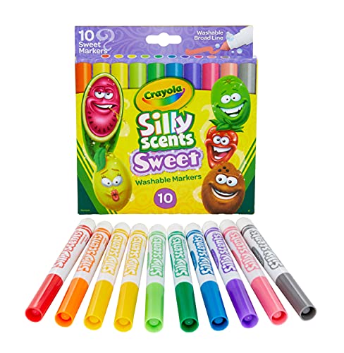 Crayola Silly Scents Scented Markers, Sweet Scented Art Supplies, Washable Markers, 10 Count, Gifts for Kids