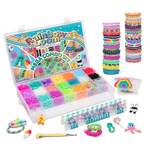 Rainbow Loom® MEGA Combo Set, Features 7000+ Colorful Rubber Bands, 2 Step-by-Step Bracelet Instructions, Organizer Case, Great Gift for Kids 7+ to Promote Fine Motor Skills (Packaging May Vary)