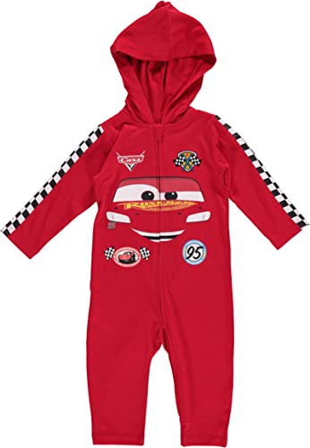 Disney Pixar Cars Lightning McQueen Infant Baby Boys Zip Up Cosplay Coverall Lightning Mcqueen Red 12-18 Months