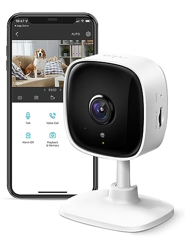 TP-Link Tapo 1080P Indoor Security Camera for Baby Monitor, Dog Camera w_ Motion Detection, 2-Way Audio Siren, Night Vision, Cloud & SD Card Storage, Works w_ Alexa & Google Home (Tapo C100)