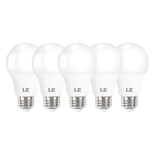 LE LED Light Bulbs 60 Watt Equivalent, 9W 800 Lumens Non-Dimmable, Daylight White 5000K, A19 E26 Standard Medium Base, 10000 Hour Lifetime 5 Count (Pack of 1)