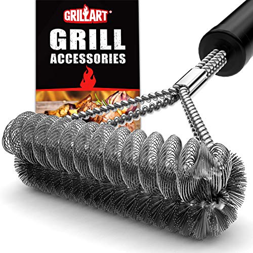 GRILLART Grill Brush Bristle Free & Wire Combined BBQ Brush - Safe & Efficient Grill Cleaning Brush- 17" Grill Cleaner Brush for Gas_Porcelain_Charbroil Grates - BBQ Accessories Gifts for Men